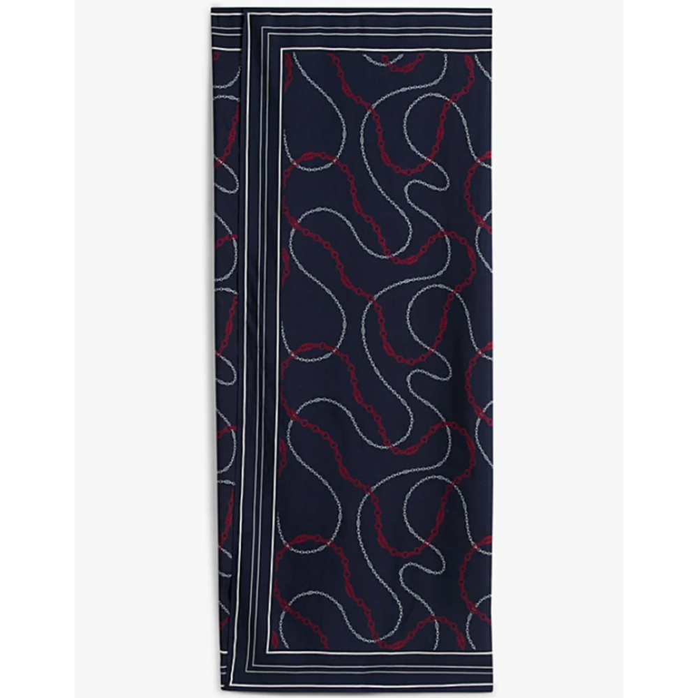 Tommy Hilfiger UW0UW06423-0ZQ, Γυναικείο Παρεό Lyocell με Logo, ΜΠΛΕ ΣΚΟΥΡΟ