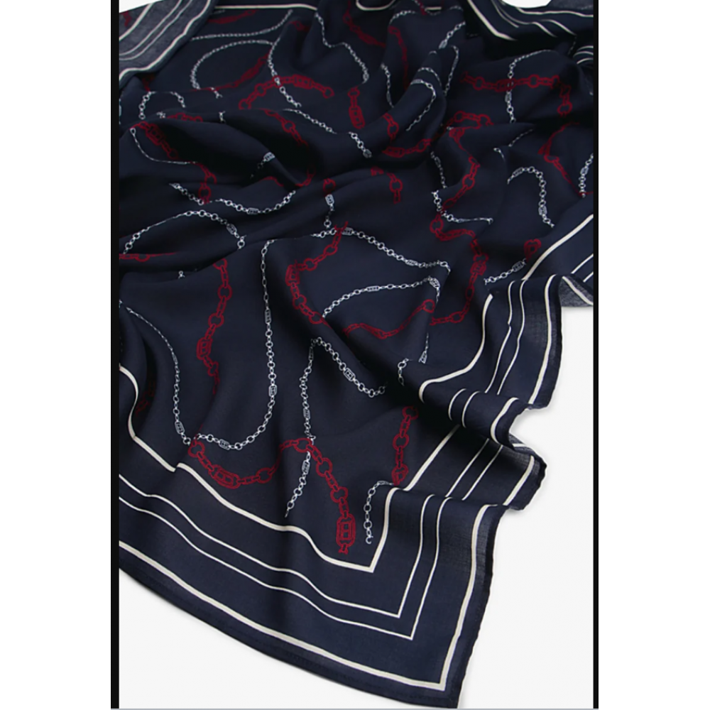 Tommy Hilfiger UW0UW06423-0ZQ, Γυναικείο Παρεό Lyocell με Logo, ΜΠΛΕ ΣΚΟΥΡΟ