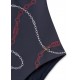 Tommy Hilfiger UW0UW06481-0ΥJ, Γυναικείο Ολόσωμο μαγιό με κρίκους και Logo, ΜΠΛΕ ΣΚΟΥΡΟ