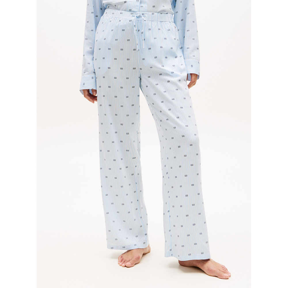 Tommy Hilfiger UW0UW06243-0A7, Γυναικεία Πυτζάμα Viscose με all over print, VESSEL BLUE