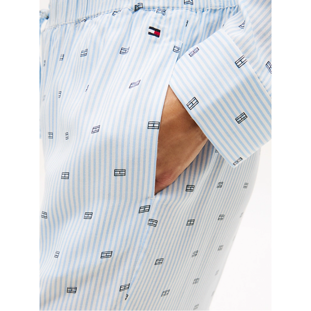 Tommy Hilfiger UW0UW06243-0A7, Γυναικεία Πυτζάμα Viscose με all over print, VESSEL BLUE