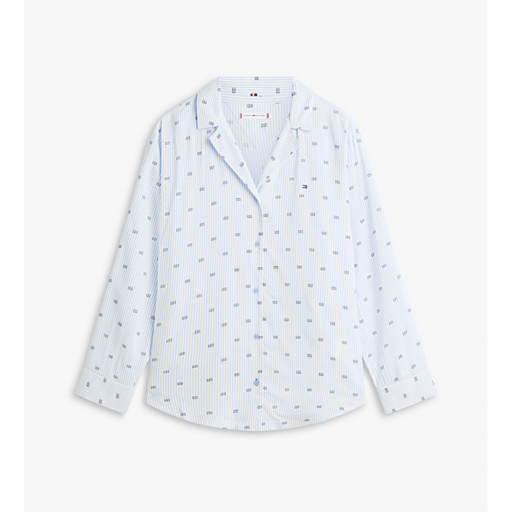 Tommy Hilfiger UW0UW06243-0A7, Γυναικεία Πυτζάμα Viscose με all over print, VESSEL BLUE