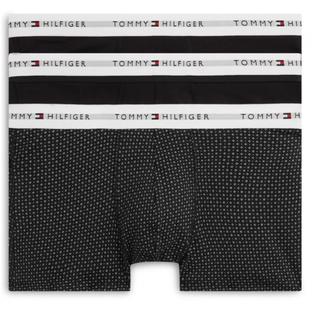 Tommy Hilfiger UM0UM03891-0WF 3pcs Trunk Print , Ανδρικά μπόξερ Σετ 3 τεμ. ΜΑΥΡΟ