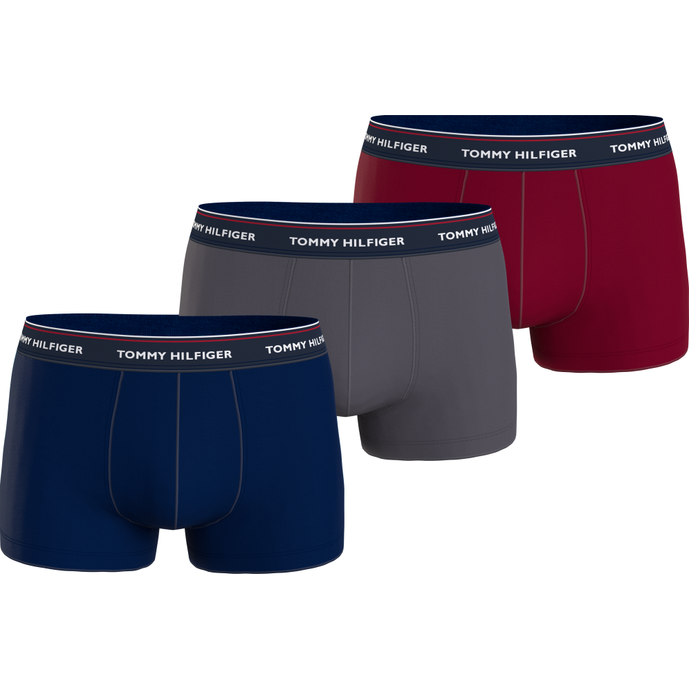 Ανδρικό Boxer TOMMY HILFIGER Premium Essentials 3pack Trunk 1U87903842-0YY  D.Sky/Dark Ash/Rouge