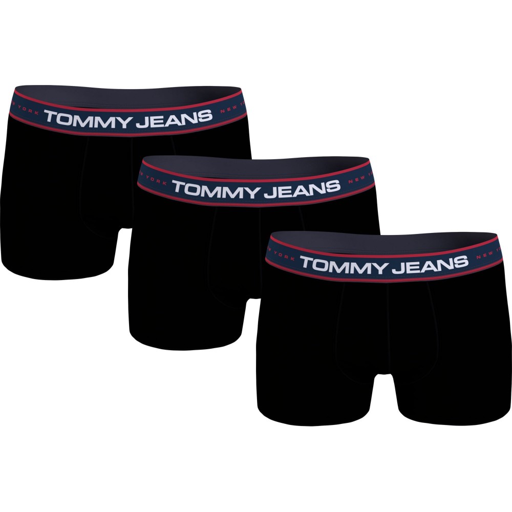 Tommy Hilfiger Jeans 3p Trunk UM0UM02968-0R7, Ανδρικά μπόξερ με φαρδύ λάστιχο ΜΑΥΡΟ