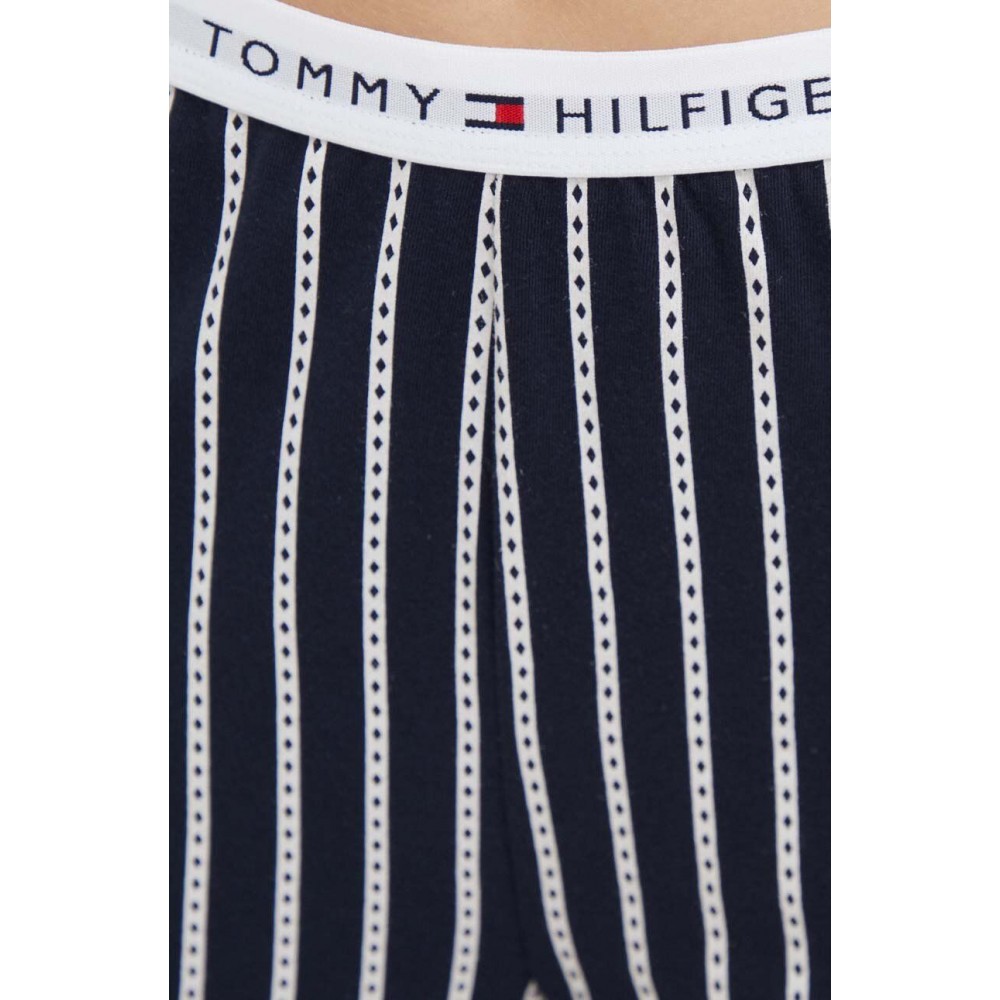 Tommy Hilfiger UW0UW04878-0S5, Γυναικεία Χειμερινή Πυζάμα ICON Βαμβακερή, ΜΠΛΕ ΣΚΟΥΡΟ