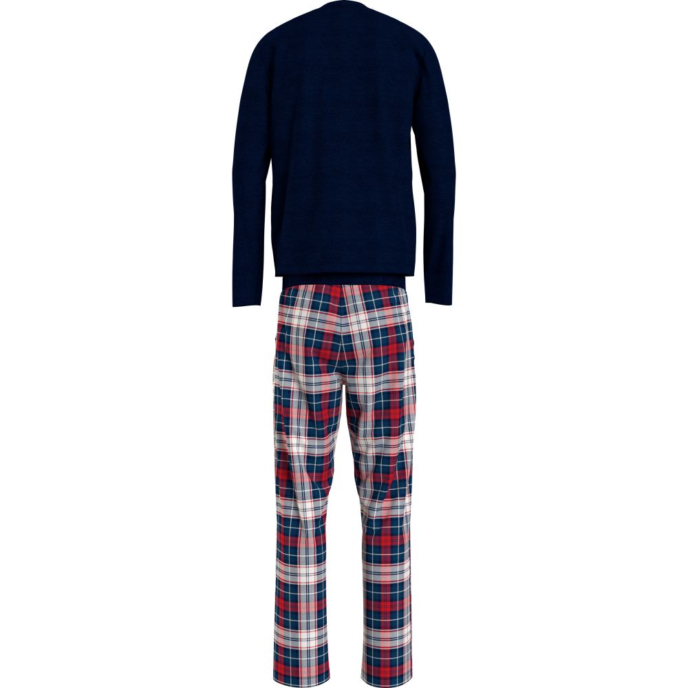 Tommy Hilfiger LS Pant  Woven Set Print UM0UM02891-05J, Ανδρική Πυζάμα Σετ με  καρό παντελόνι DESERT SKY