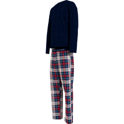 Tommy Hilfiger LS Pant  Woven Set Print UM0UM02891-05J, Ανδρική Πυζάμα Σετ με  καρό παντελόνι DESERT SKY