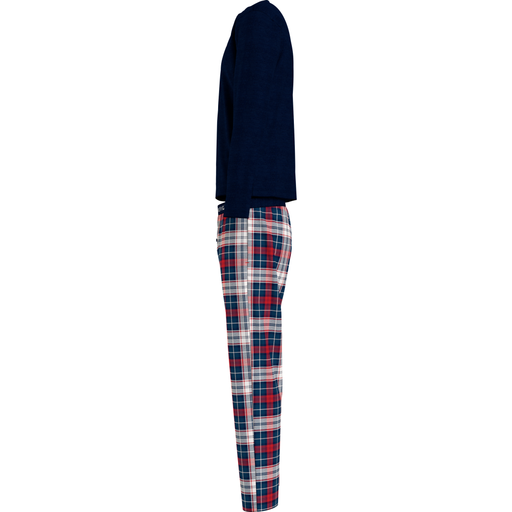 Tommy Hilfiger LS Pant  Woven Set Print UM0UM02891-05J, Ανδρική Πυζάμα Σετ με  καρό παντελόνι DESERT SKY