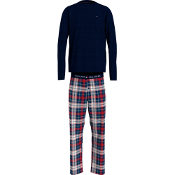 Tommy Hilfiger LS Pant  Woven Set Print UM0UM02891-05J, Ανδρική Πυζάμα Σετ με  καρό παντελόνι DESERT SKY