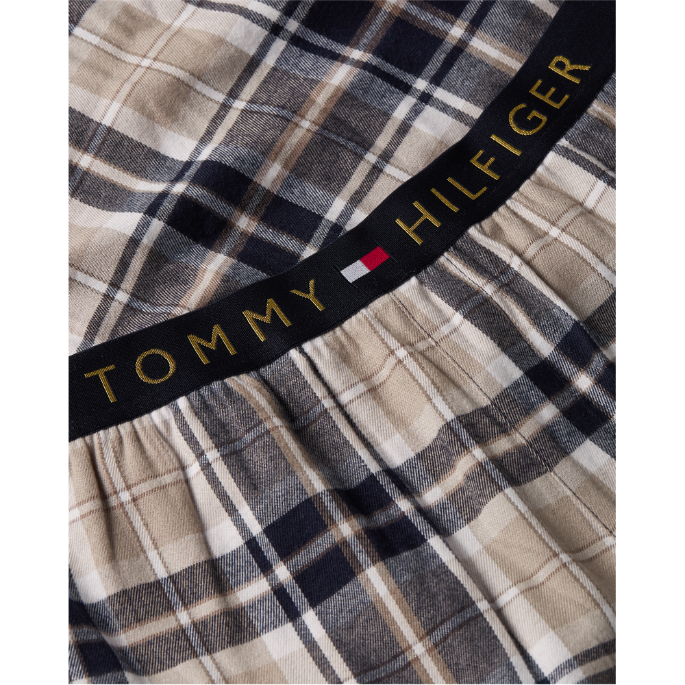 Tommy Hilfiger LS Pant Slippers Set Flannel UM0UM02989-0S1, Ανδρική Πυζάμα Σετ με παντόφλες σε κουτάκι δώρου, DESERT SKY-TONAL TARTAN