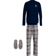 Tommy Hilfiger LS Pant Slippers Set Flannel UM0UM02989-0S1, Ανδρική Πυζάμα Σετ με παντόφλες σε κουτάκι δώρου, DESERT SKY-TONAL TARTAN