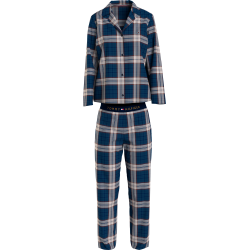 Tommy Hilfiger FULL FLANNEL PJ SET UW0UW03961-00G, Γυναικεία Πυζάμα Σετ Καρό σε κλασική γραμμή