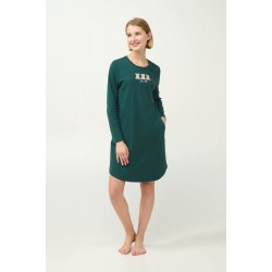 VAMP 23240, Νεανικό βαμβακερό Νυχτικό με τσέπες, GREEN GARDEN