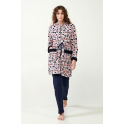 VAMP 19507, Γυναικεία ρόμπα Fleece με κουκούλα και φερμουάρ, ΜΠΛΕ VAMP 19507, Γυναικεία ρόμπα Fleece με κουκούλα και φερμουάρ, ΜΠΛΕ