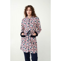 VAMP 19507, Γυναικεία ρόμπα Fleece με κουκούλα και φερμουάρ, ΜΠΛΕ VAMP 19507, Γυναικεία ρόμπα Fleece με κουκούλα και φερμουάρ, ΜΠΛΕ