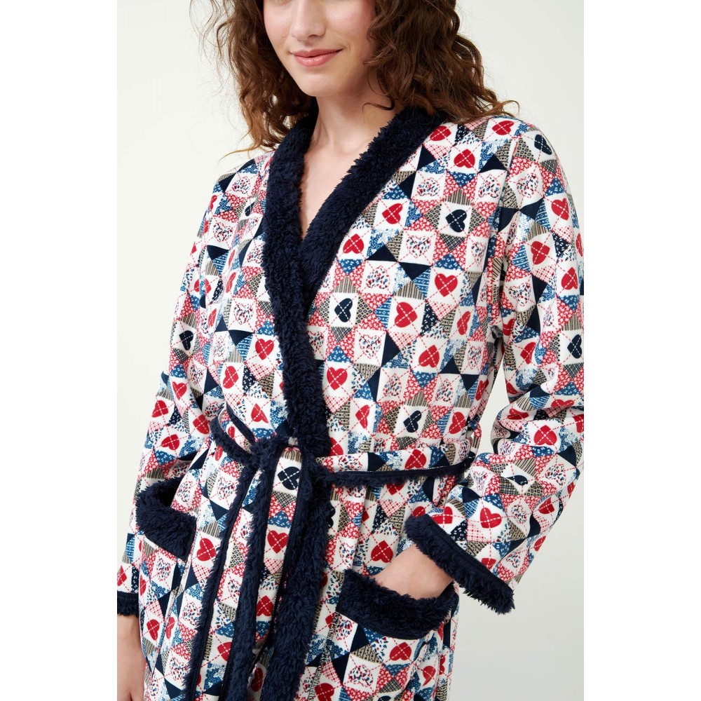 VAMP 19508, Γυναικεία Χειμερινή ρόμπα Fleece σταυρωτή με ζώνη VAMP 19508, Γυναικεία Χειμερινή ρόμπα Fleece σταυρωτή με ζώνη