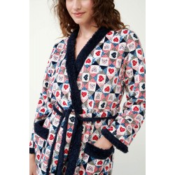 VAMP 19508, Γυναικεία Χειμερινή ρόμπα Fleece σταυρωτή με ζώνη