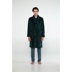 VAMP 19927, Ανδρική  Ρόμπα Fleece Μακριά Σταυρωτή με ζώνη , GREEN SPRUCE