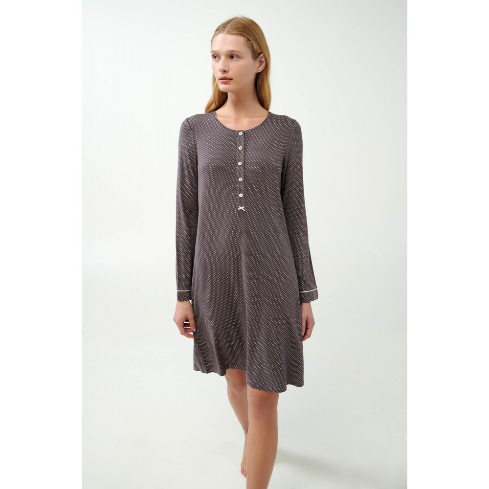 Vamp 21050 Γυναικείο Νυχτικό Micromodal με πατιλέτα, GRAY MAUVE Vamp 21050 Γυναικείο Νυχτικό Micromodal με πατιλέτα, GRAY MAUVE