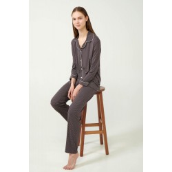 Vamp 21052 Γυναικεία Κουμπωτή Πυτζάμα Micromodal, GRAY MAUVE