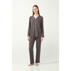 Vamp 21052 Γυναικεία Κουμπωτή Πυτζάμα Micromodal, GRAY MAUVE