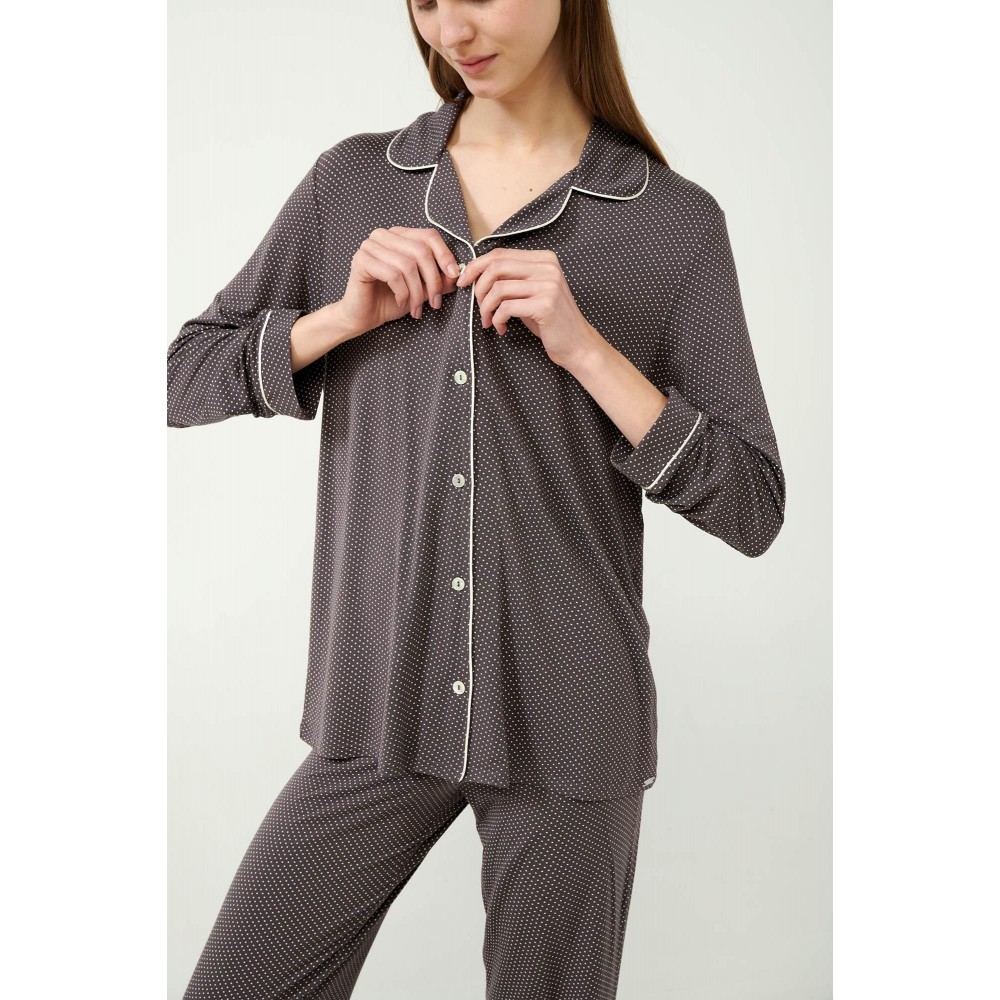 Vamp 21052 Γυναικεία Κουμπωτή Πυτζάμα Micromodal, GRAY MAUVE Vamp 21052 Γυναικεία Κουμπωτή Πυτζάμα Micromodal, GRAY MAUVE