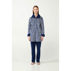 VAMP 21410, Γυναικεία Ρόμπα Fleece με φερμουάρ, BLUE PRINT