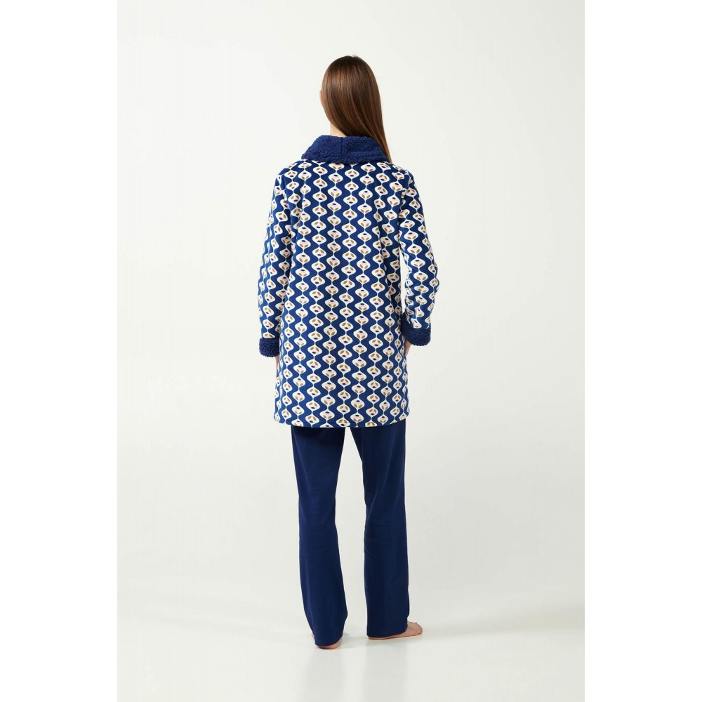 VAMP 21410, Γυναικεία Ρόμπα Fleece με φερμουάρ, BLUE PRINT