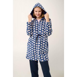 VAMP 21414, Γυναικεία Ρόμπα Fleece με κουκούλα, BLUE PRINT