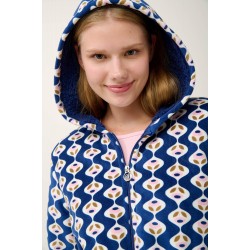 VAMP 21414, Γυναικεία Ρόμπα Fleece με κουκούλα, BLUE PRINT