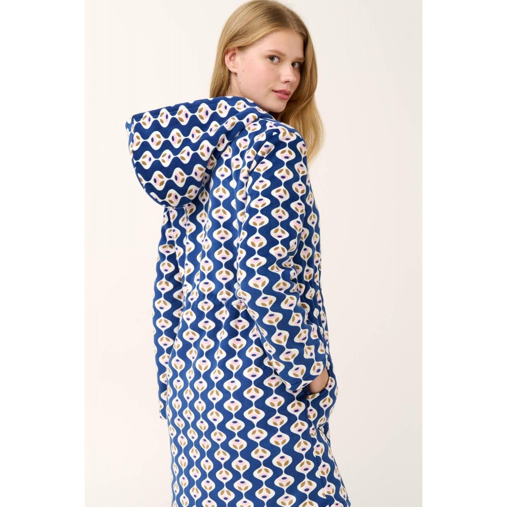 VAMP 21414, Γυναικεία Ρόμπα Fleece με κουκούλα, BLUE PRINT