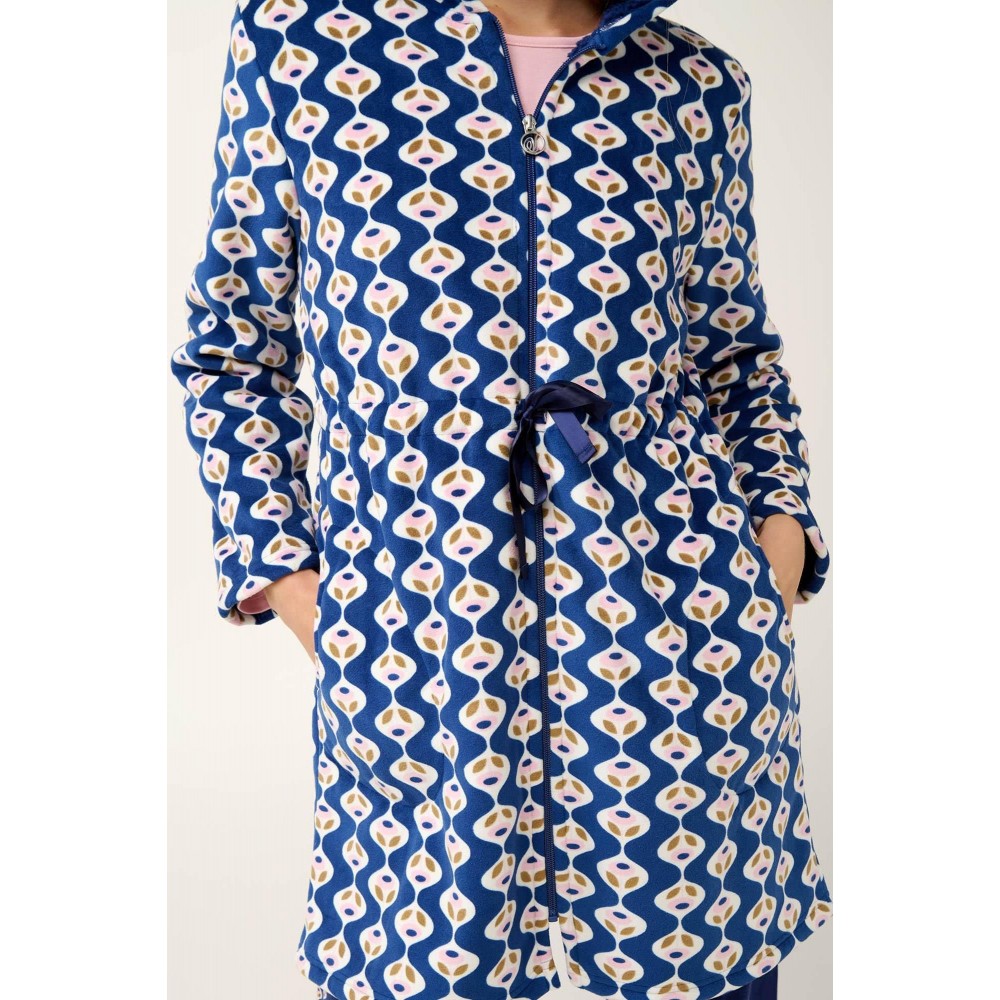 VAMP 21414, Γυναικεία Ρόμπα Fleece με κουκούλα, BLUE PRINT