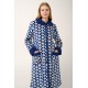VAMP 21416, Μακριά Γυναικεία Ρόμπα Fleece με Κουμπιά, BLUE PRINT