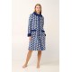 VAMP 21416, Μακριά Γυναικεία Ρόμπα Fleece με Κουμπιά, BLUE PRINT