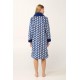 VAMP 21416, Μακριά Γυναικεία Ρόμπα Fleece με Κουμπιά, BLUE PRINT