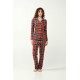 Vamp 21513, Γυναικείο Σετ  Πυτζάμα "XMAS" σε ανδρικό στύλ καρό,  RED TERRACOTA