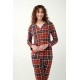 Vamp 21513, Γυναικείο Σετ  Πυτζάμα "XMAS" σε ανδρικό στύλ καρό,  RED TERRACOTA