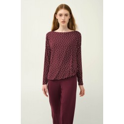 VAMP 23032, Γυναικεία Πυτζάμα Micromodal με χαμόγελο και μανσέτα,  RED WINDSOR