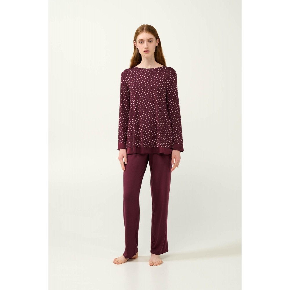 VAMP 23033, Γυναικεία Πυτζάμα Micromodal Πουά, RED WINDSOR VAMP 23033, Γυναικεία Πυτζάμα Micromodal Πουά, RED WINDSOR