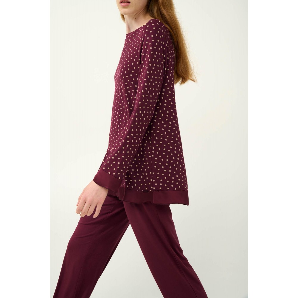 VAMP 23033, Γυναικεία Πυτζάμα Micromodal Πουά, RED WINDSOR VAMP 23033, Γυναικεία Πυτζάμα Micromodal Πουά, RED WINDSOR