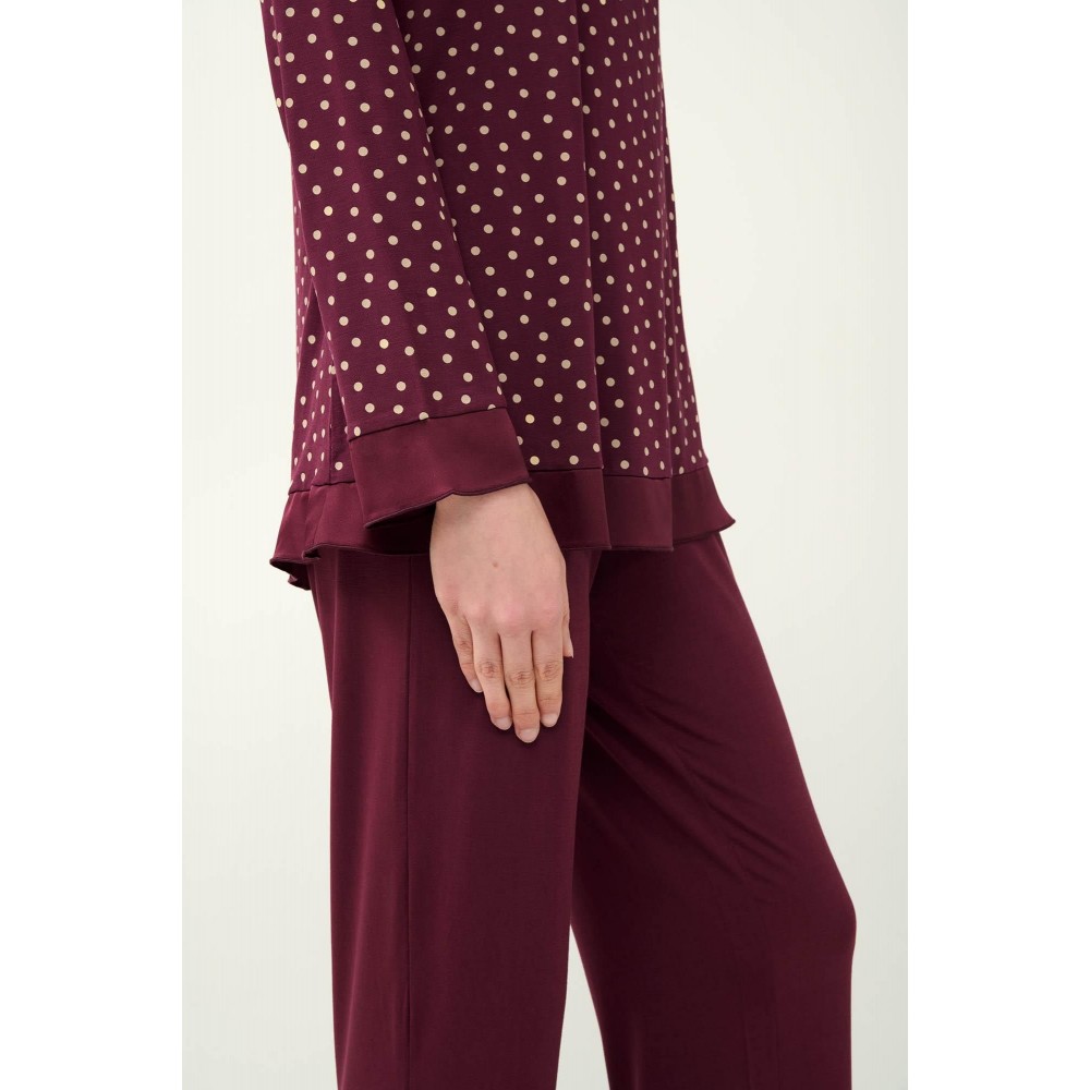 VAMP 23033, Γυναικεία Πυτζάμα Micromodal Πουά, RED WINDSOR VAMP 23033, Γυναικεία Πυτζάμα Micromodal Πουά, RED WINDSOR