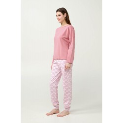 VAMP 23232, Γυναικεία Πυτζάμα βαμβακερή Φούτερ, ROSE ELEGANCE
