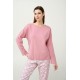 VAMP 23232, Γυναικεία Πυτζάμα βαμβακερή Φούτερ, ROSE ELEGANCE