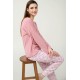 VAMP 23232, Γυναικεία Πυτζάμα βαμβακερή Φούτερ, ROSE ELEGANCE