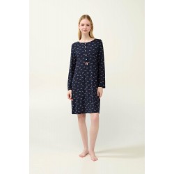 VAMP 23051, Γυναικείο Νυχτικό Micromodal  με πατιλέτα,  BLUE BLAZER
