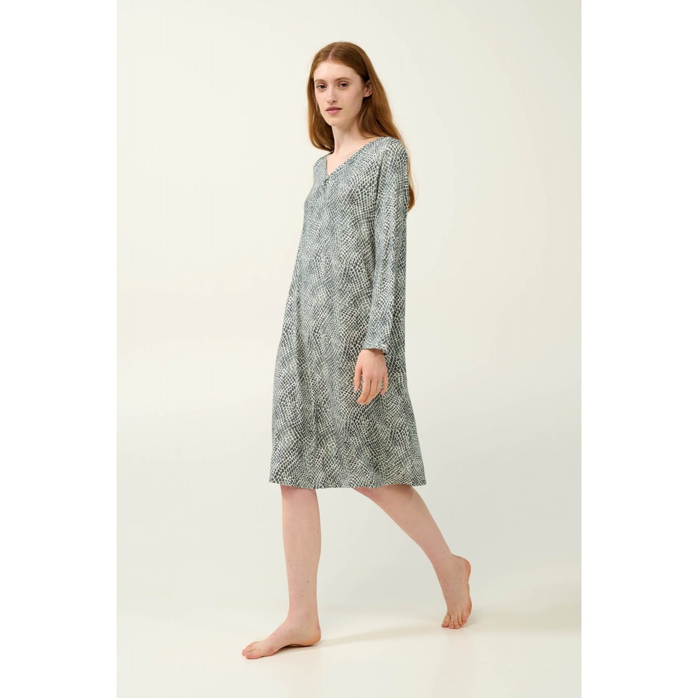 VAMP 23015, Γυναικείο Νυχτικό Micromodal Animal Print, GREEN SAGE