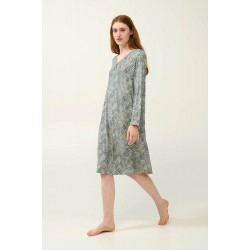 VAMP 23015, Γυναικείο Νυχτικό Micromodal Animal Print, GREEN SAGE