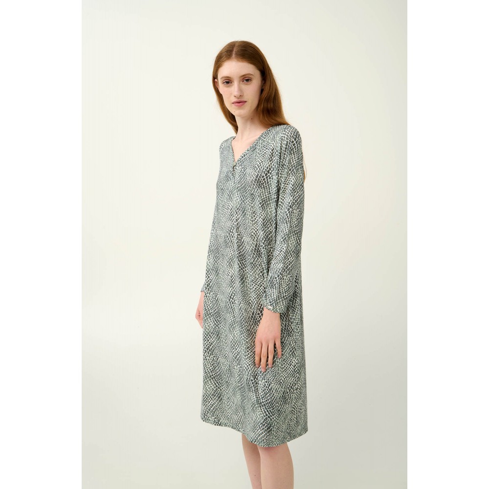 VAMP 23015, Γυναικείο Νυχτικό Micromodal Animal Print, GREEN SAGE