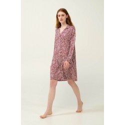 VAMP 23044, Γυναικείο Κουμπωτό Νυχτικό Micromodal, RED WINDSOR